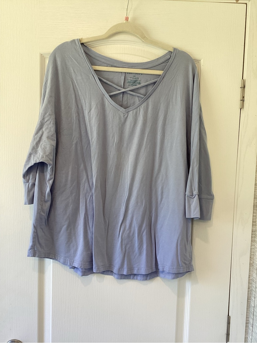 Boutique Plus Relaxed Light Lavender V-Neck Crisscross Women's Blouse 2XL EUC